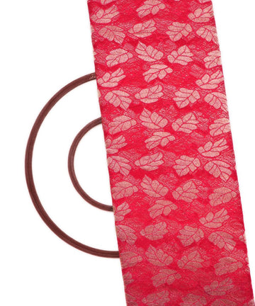 red and golden foil print cut work net fabric hs131 5572